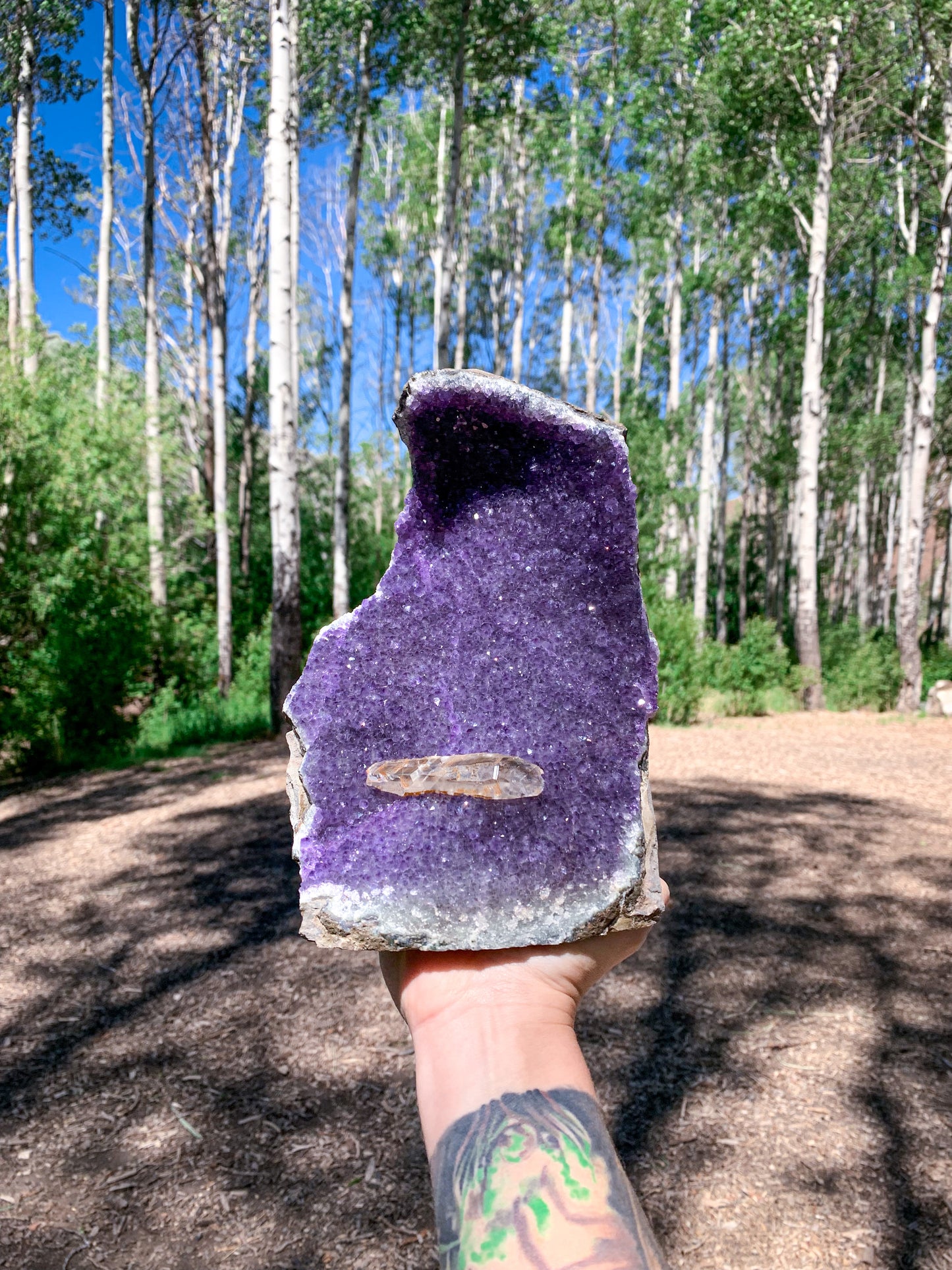 Amethyst with Quartz Geode Cutbase Statement Piece