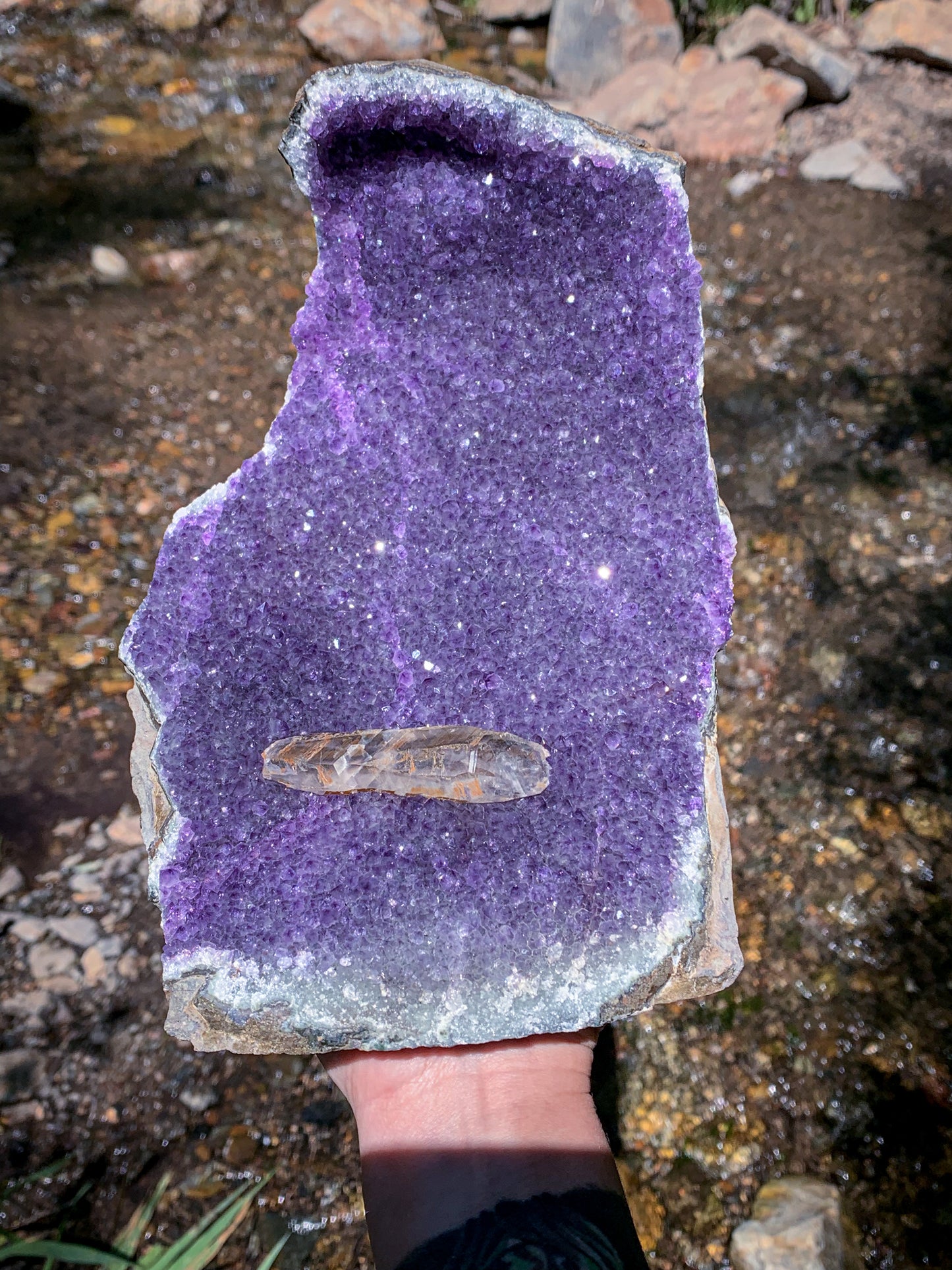 Amethyst with Quartz Geode Cutbase Statement Piece