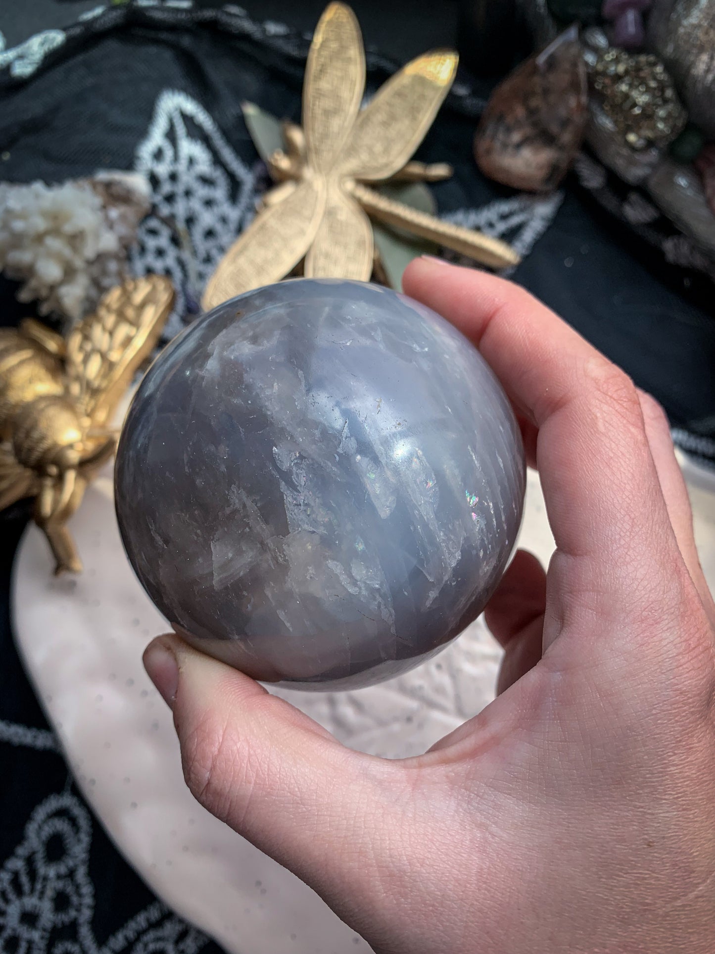 Blue Rose Quartz Sphere #B