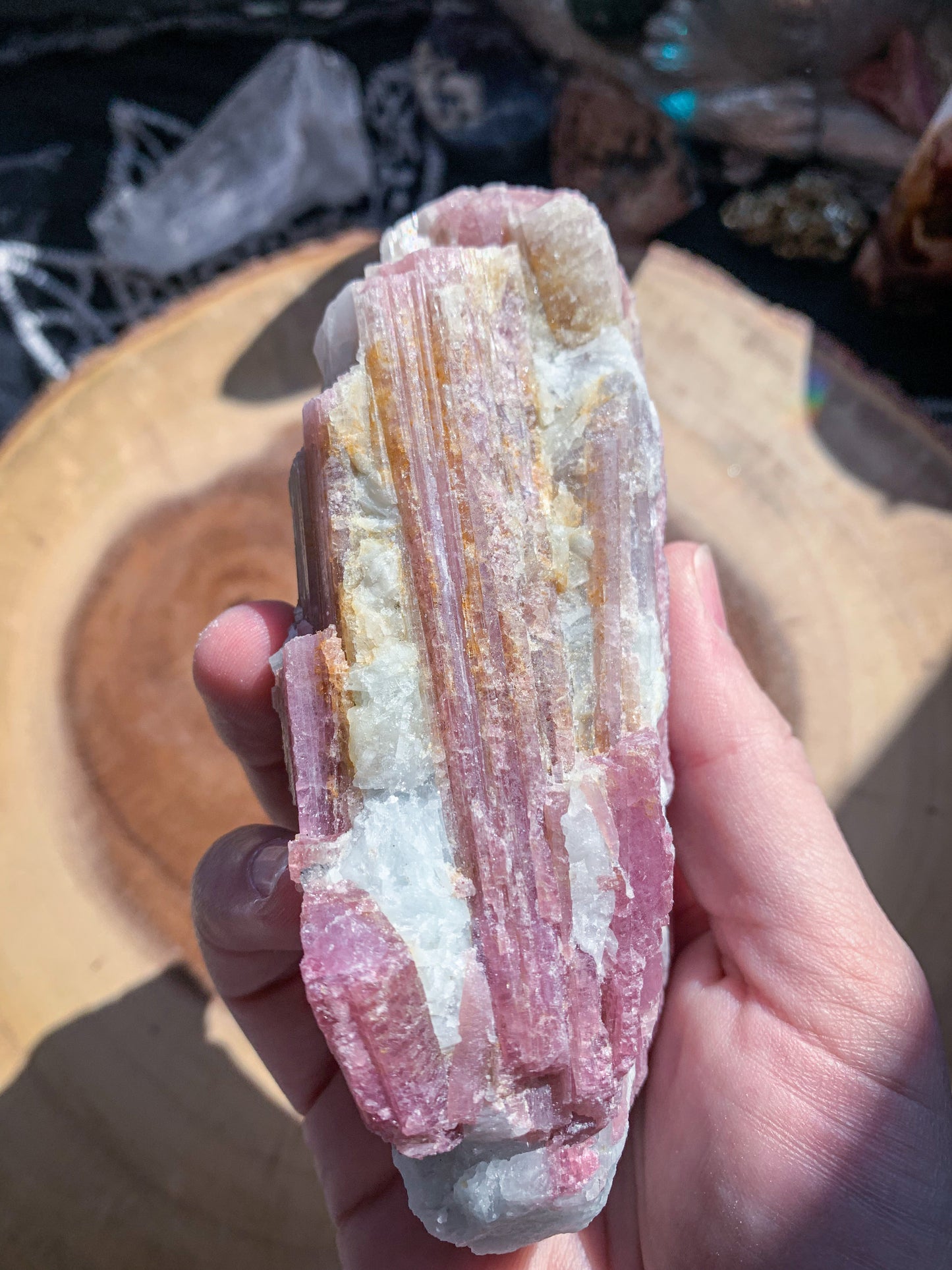 Pink Tourmaline in Quartz Raw #D