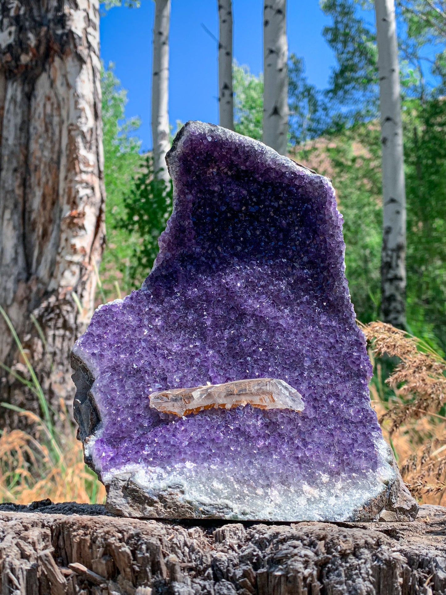 Amethyst with Quartz Geode Cutbase Statement Piece